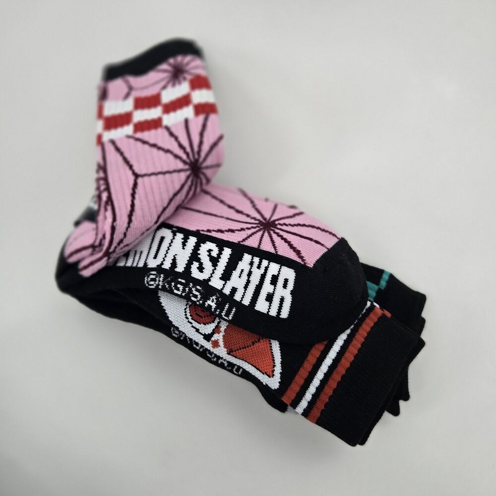 Demon Slayer Kimetsu No Yaiba Crew Socks Nezuko Fox Mask Tanjiro Mens 8-12 Anime - Picture 3 of 8